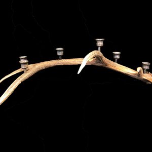 Elk Candleabra 6 candle Brown Antler with Rich Bronze Candle Holders