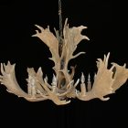 Glacier Single Tier Fallow Antler Chandelier in Bleached White antler finish