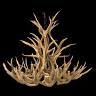 Deerlodge mule deer antler chandelier in natural finish, close-up antler detail