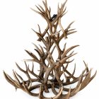 Cascade 3-Tier real mule deer antler chandelier, unlit, natural finish antlers, front view on white background