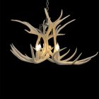 Detail view of the Osprey Mule Deer Antler Chandelier mule deer antlers in bleached white finish