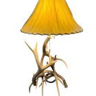 Madison mule deer antler lamp with rawhide shade, rustic lighting