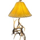 Madison mule deer antler table lamp, rustic lighting with rawhide shade