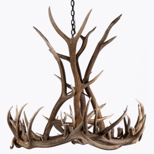 Big Sky Elk & Mule Deer Antler Chandelier combining eight elk antlers and four mule deer antlers