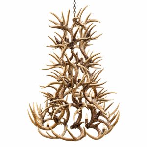 6 tier whitetail antler chandelier with 10 lights on a white background