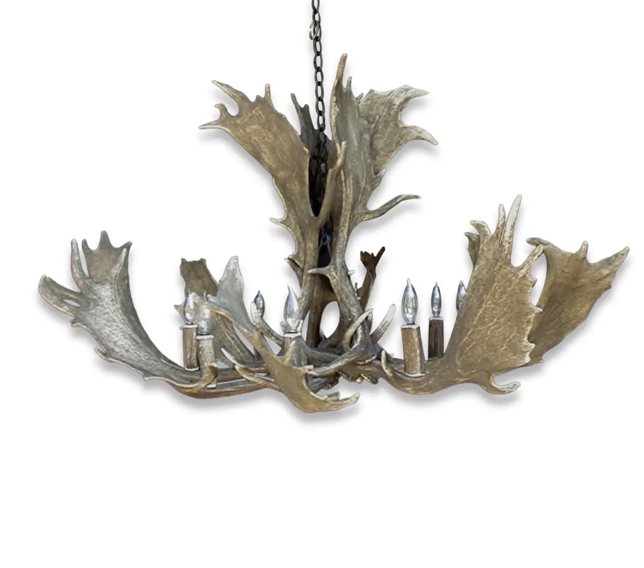 Glacier Fallow Deer Antler Chandelier — Palmate Blades Glacier fallow deer chandelier with broad, flattened antlers