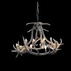Wilderness Elk Antler Chandelier lit studio photo on black background
