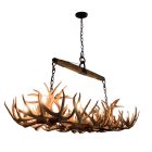 Luxury whitetail antler rectangular chandelier, unlit studio view showing natural antler color