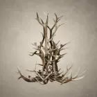 Selway 2-tier elk antler chandelier made from layered Rocky Mountain elk antler with candle-style sockets, front view