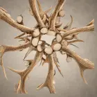 Underside view of the 2 tier fallow and mule deer antler chandelier showing the ring of antler bases at the center