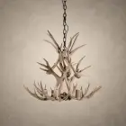 Aspen 2-tier mule deer antler chandelier unlit in natural finish, showing both tiers of mule deer antler