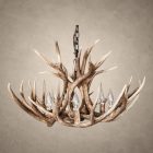 6 light mule deer antler chandelier with candelabra bulbs, the Sawtooth, handcrafted from real mule deer antlers