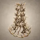 6 tier whitetail antler chandelier in natural antler finish, six stacked tiers of whitetail deer antler in a tall tree-like silhouette