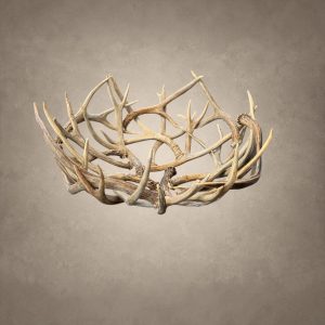 Mule deer antler bowl centerpiece handcrafted from real antlers woven into an open bowl