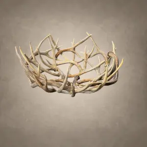 Mule deer antler bowl centerpiece handcrafted from real antlers woven into an open bowl