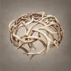 Top view of a mule deer antler bowl centerpiece showing interwoven antlers