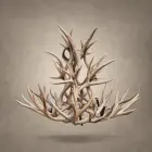 Deerlodge mule deer antler chandelier unlit, showing the full layered mule deer antler arrangement