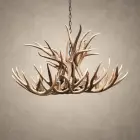 Side view of the Shoshone mule deer antler chandelier showing its wide, low-profile spread of mule deer tines