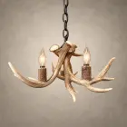 Single Tier Fawn whitetail antler chandelier from the front, showing three candle-style lights set among natural whitetail antler