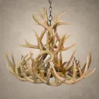Two Tier Whitetail antler chandelier in natural antler, showing the stacked upper tier and wide lower ring of whitetail antler