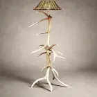 Front view of the Wapiti elk antler floor lamp showing the freestanding bull elk antler base