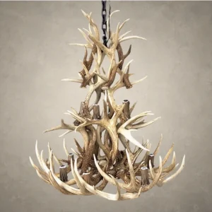 3-tier whitetail antler chandelier with 10 lights, natural shed whitetail antlers