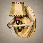 Whitetail antler wall sconce – Kootenai: crossed whitetail deer antlers around a single light with a laced rawhide shade, on the standard wood back plate